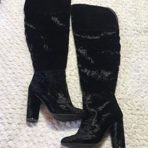Black Tall crushed velvet boots